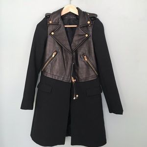 Zara Black Coat (with Leather Accents)
